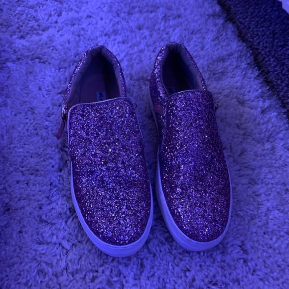 rose gold women’s glitter slip on’s - Picture 1 of 3